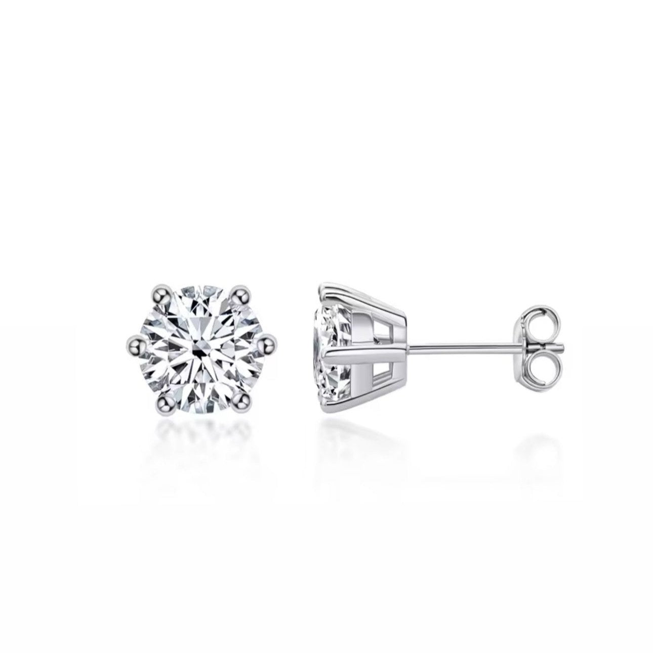 Silver Diamond Stud Earrings